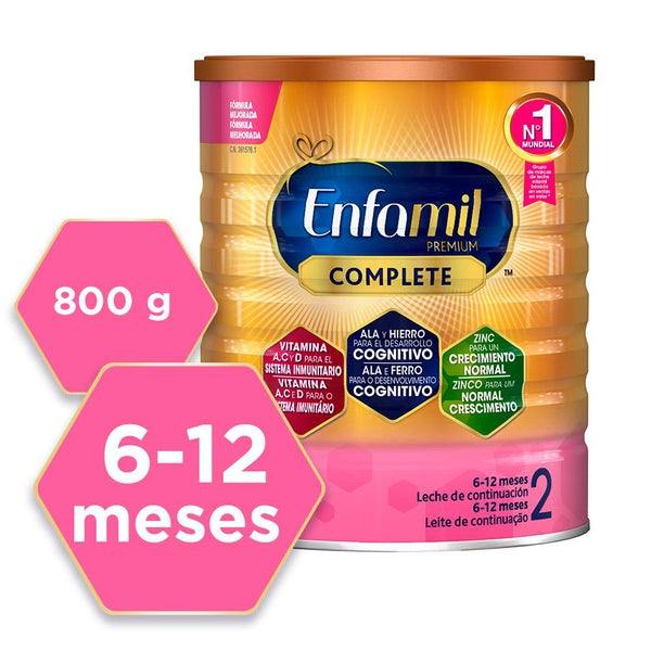 Enfamil Pack Ahorro, Enfamil Premium Complete 2, Fórmula Leche infantil de  Continuacion para Lactantes Bebés de 6 a 12 meses, 4x800gr